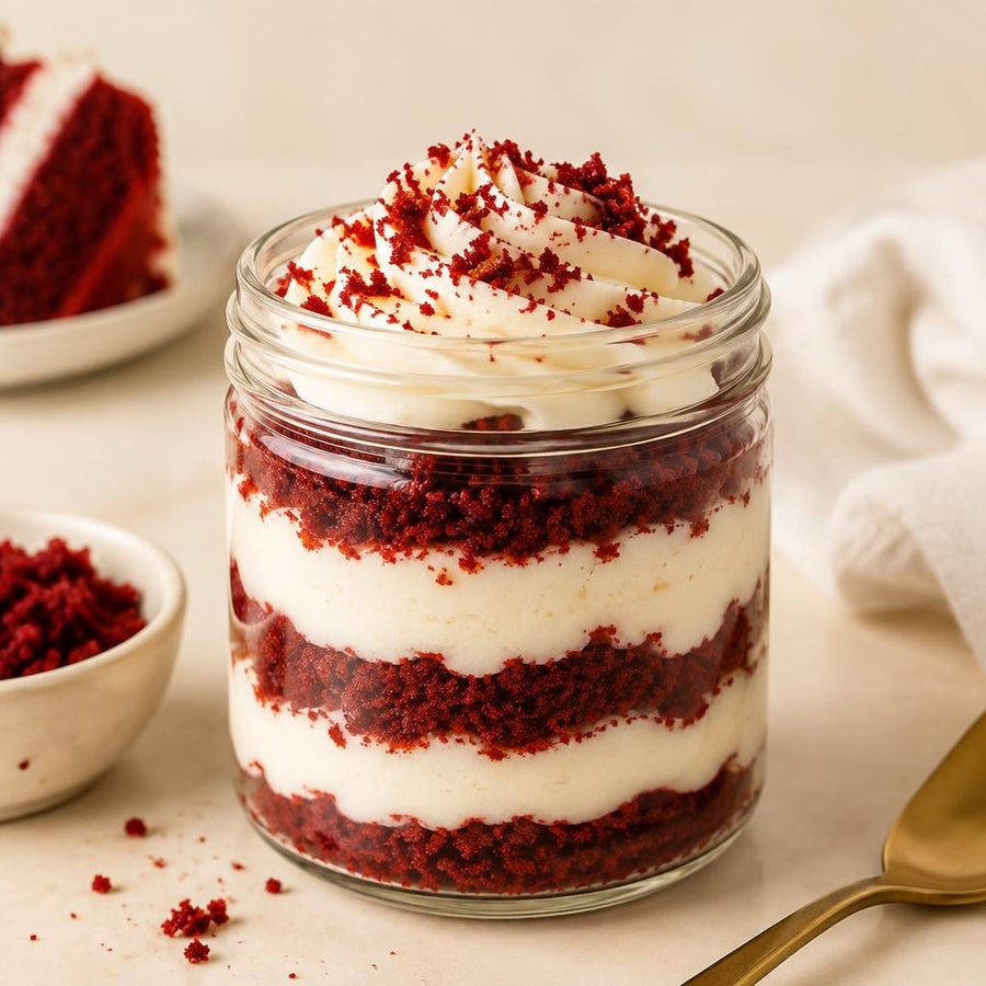 Red Velvet Cream Cheese Cake Jar